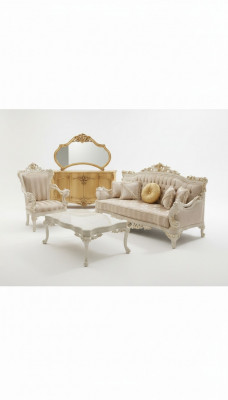 Designer Wunnzëmmer Set 2x 3-Sëtzer Sofas Exklusivt Wunnzëmmer Set