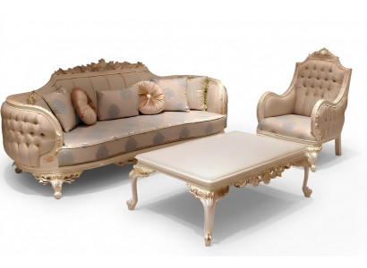 Exklusiv Gemittlech Wunnzëmmer 3-Sëtzer Canapé Modern 2x Sesselen Design