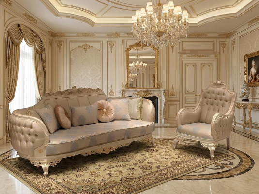 Stilvollen luxuriéise 3-Plaz Sofa Wunnzëmmer Sesel Nobel Miwwelen Nei