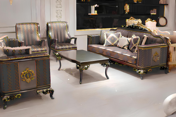Wunnzëmmer Set Sofagarnitur Naturfaarwen Design Polstermébel Dësch.