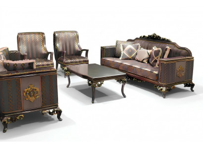 Wunnzëmmer Set Sofagarnitur Naturfaarwen Design Polstermébel Dësch.