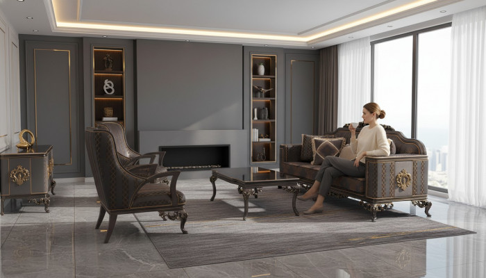 Luxuriéis 3 Deeler Sofagarnitur Set Sofa 3 Sëtz Relax 2x Sessel Deluxe