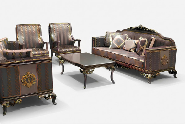Deluxe Wunnzëmmer Sofa Set 3+3 Sëtz Modern Sofa Elegantes Wunnzëmmer