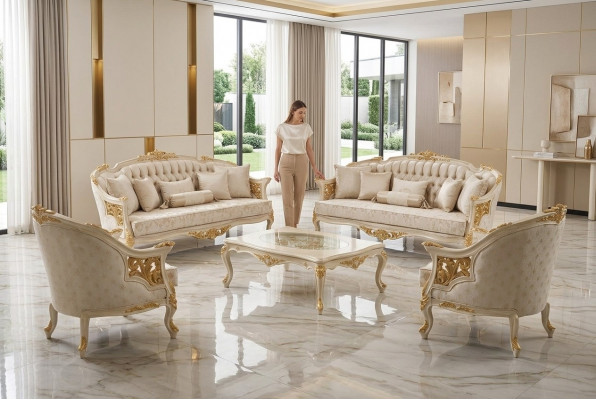 Exklusiv Luxus Sofagarnitur 3 3 1 1 Sëtzer Modern Wunnzëmmer Set Edlem Set