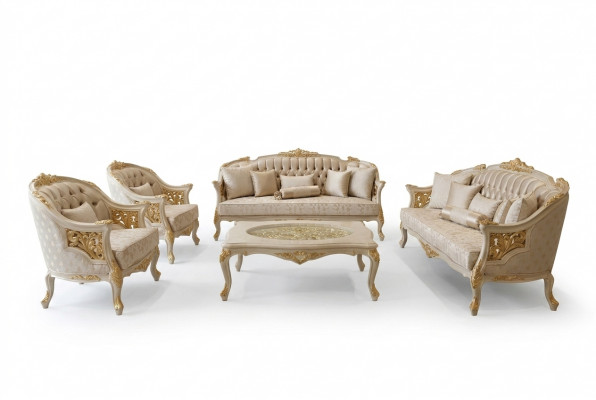 Exklusiv Luxus Sofagarnitur 3 3 1 1 Sëtzer Modern Wunnzëmmer Set Edlem Set