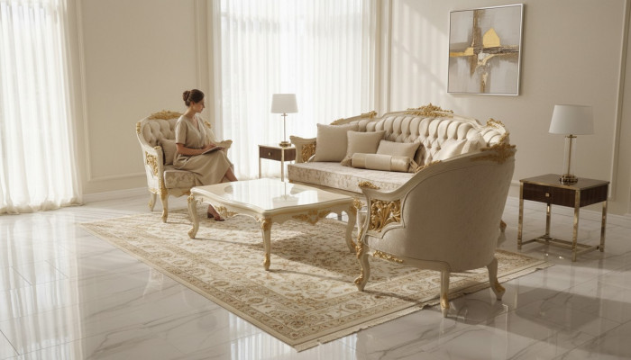 Modern Luxus Sofagarnitur Set 2x Sofa 3-Sëtzer Wunnzëmmer Set Mat Edele Stull