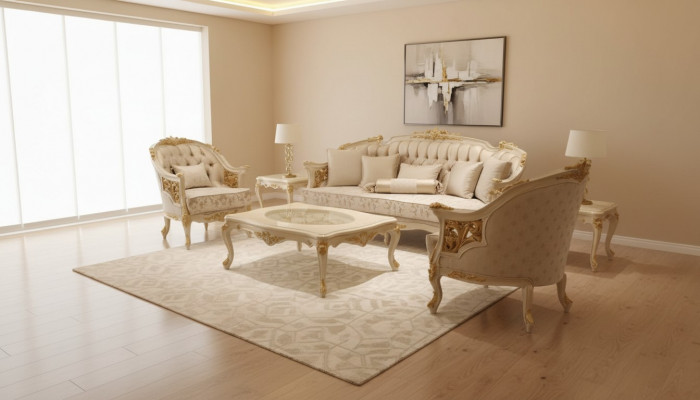 Modern Luxus Sofagarnitur Set 2x Sofa 3-Sëtzer Wunnzëmmer Set Mat Edele Stull