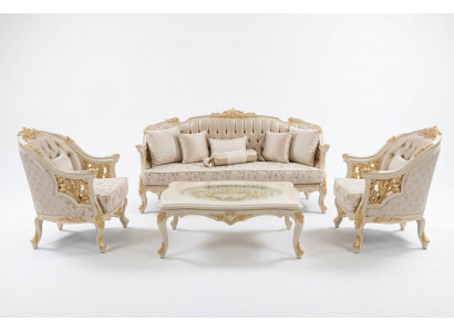 Stilvoll Wunnzëmmer Miwwelen Canapé Set Wunnzëmmer Canapé 2x Fauteuil