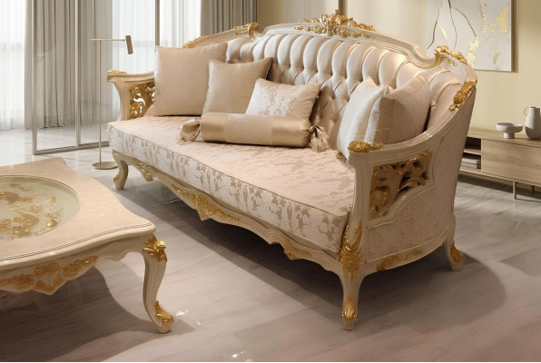 Aussergewéinlecht Wunnzëmmer Deluxe Canapé 3-Sëtzer Nobelt Canapé Beige Wunnzëmmer Canapé