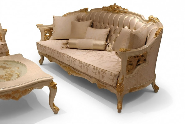 Aussergewéinlecht Wunnzëmmer Deluxe Canapé 3-Sëtzer Nobelt Canapé Beige Wunnzëmmer Canapé