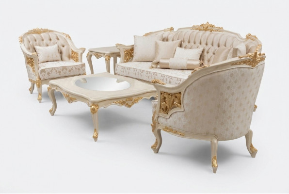Luxus Sofagarnitur Set Wunnzëmmer Sofa Set Sofagarnitur 3+1+1+Couchtisch