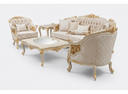 Luxus Sofagarnitur Set Wunnzëmmer Sofa Set Sofagarnitur 3+1+1+Couchtisch