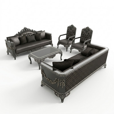 Prestigeträchteg 3+3+1 Wunnzëmmer Garnitur Wunnzëmmer Set zwee Sofas an eng Fotell.