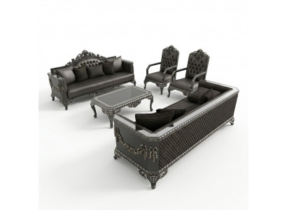 Prestigeträchteg 3+3+1 Wunnzëmmer Garnitur Wunnzëmmer Set zwee Sofas an eng Fotell.