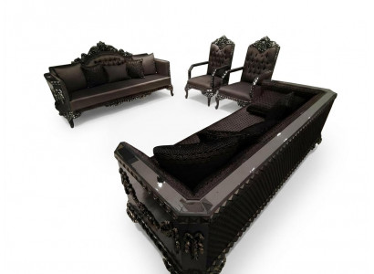 Deluxe Wunnzëmmer Garnitur Sofa a Fauteuil Premium Sofa a Fauteuil Nei Braun