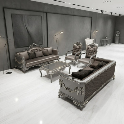 Elegant Wunnzëmmer Sofas 3+3 Sëtz Set Stilvoll Set Mat 2x Sofas Neien