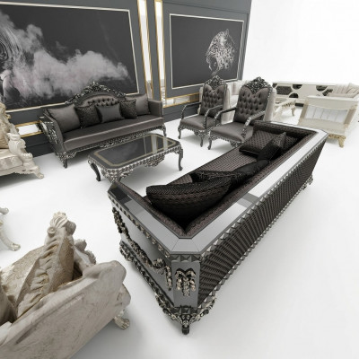 Elegant Wunnzëmmer Sofas 3+3 Sëtz Set Stilvoll Set Mat 2x Sofas Neien