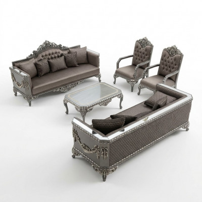 Luxuriéis Dräisitzer Sofa moderne 3 Sëtz Stiléiert Sofa 3 Sëtz Brong