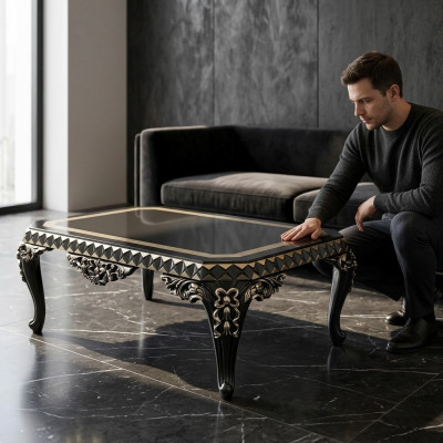 Design Luxus Dësch fir d'Wunnzëmmer Moderne Holz Couchtisch.