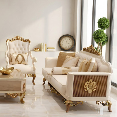 Premium Wunnzëmmer Set Miwwelen Set 2x Sofa 3 Sëtz Modern Wunnzëmmer nei