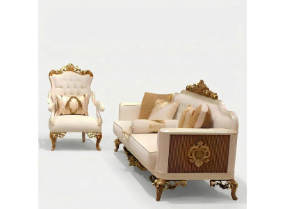 Elegant Wunnzëmmer Miwwelset luxuriéist Sofa gemittlech Sëtzgrupp Set mat 2