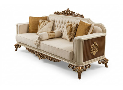 Luxe 3 Plazen Canapé Wunnzëmmer Miwwelen Elegant Canapé 3 Plazen Textil Beige