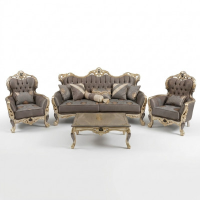 Modern Sofa-Suite Set 3-Sëtzer Sofa 2x Fauteuil Kaffisdësch Wunnganz set