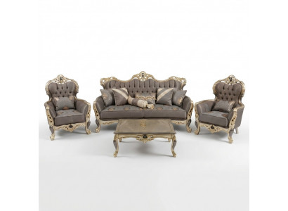 Modern Sofa-Suite Set 3-Sëtzer Sofa 2x Fauteuil Kaffisdësch Wunnganz set