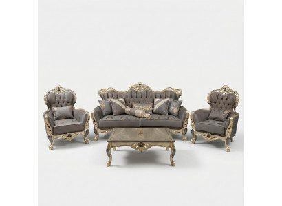 Exklusivt Sofagarnitur Set 3+3+1 3-Deel 2x Sofa Fauteuil Relax Luxus Set