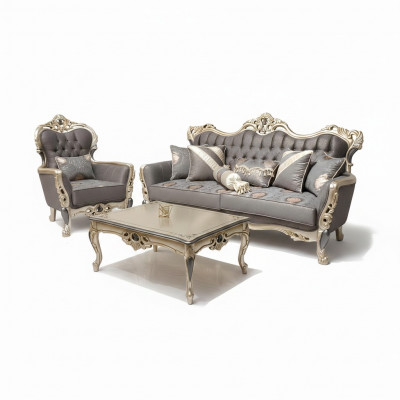 Elegante Canapé mat Fauteuil Canapé-Set Grau Relax 2tlg Wunnzëmmer Miwwelen