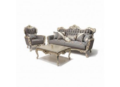 Elegante Canapé mat Fauteuil Canapé-Set Grau Relax 2tlg Wunnzëmmer Miwwelen