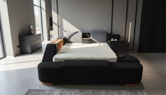 Faarweg Schlofkummer Miwwelen faarweg Miwwelen Bett Better Schwaarz Modern Bett