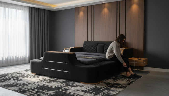 Designer mat eenzegaartege Miwwelen Bettmiwwelen Héichwäertege Bettrahmen Neit.