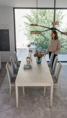 Stull Grupp Garnitur Dësch 6x Stiller Iesszëmmer Design Holz Iessgrupp 7tlg