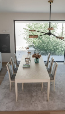Stull Grupp Garnitur Dësch 6x Stiller Iesszëmmer Design Holz Iessgrupp 7tlg