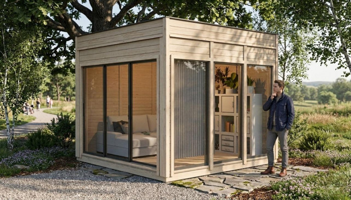 Campinghaus Gaarden Haus Holzhaus Vakanzhaus Gaardenhaus Haischen 354x354x318