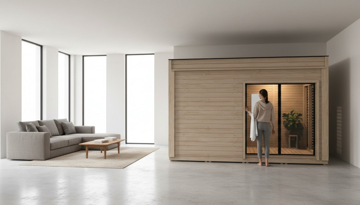 Sauna Dréchesauna Holzdampbad Saunafass Landhaus Gaart Saunaen Häischen