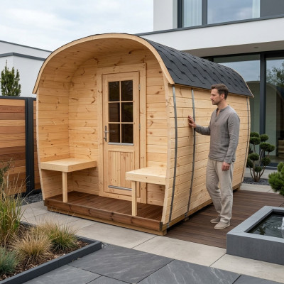 Sauna Holz Dréchensauna Gaart Holzsauna Outdoor Saunaen 300x230x270