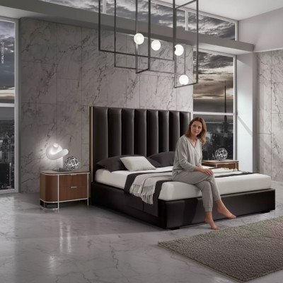 Bett Nuetsdësch 2x Luxus Schlofkummer Set Komplett Zëmmer Miwwelen Nei
