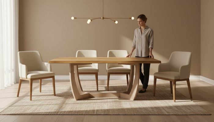 Iesszëmmer Iessdësch 180cm Holz Kichendësch Dësch 90x180 brong modern