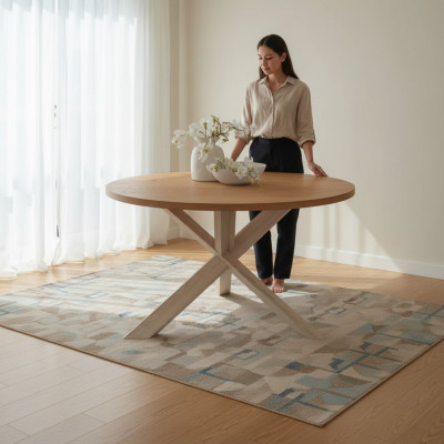 Ronn Kichen Iessdësch Couchdësch Faarf Braun Stil Modern Holz 140cm