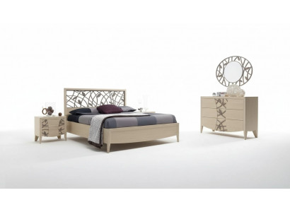 Schlofkummer Set Komplett Bett 2x Nuetsdësch Kommode 5 Deeler nei beige