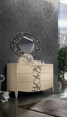 Schlofkummer Kommod Spigel Säitstéck Kommoden Holz modern Design Luxus