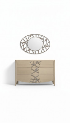 Schlofkummer Kommod Spigel Säitstéck Kommoden Holz modern Design Luxus