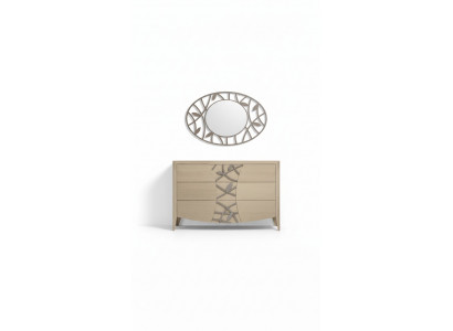 Schlofkummer Kommod Spigel Säitstéck Kommoden Holz modern Design Luxus