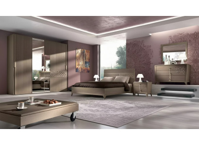 Schlofkummer Bett 2x Nuetsdësch Design 6tlg. Komplett Set brong 6tlg