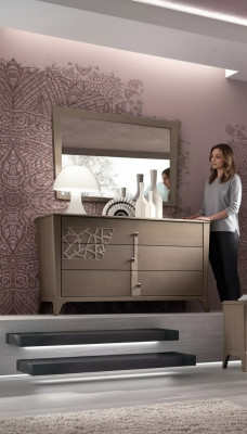 Kommode Spigel Nei Luxus Komplett Schlofzimmer Set Anrichte brong 2-teileg