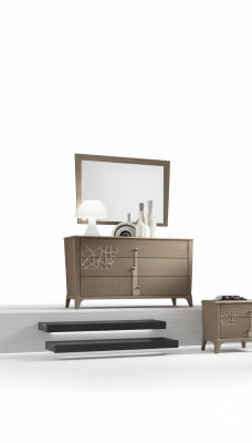 Kommode Spigel Nei Luxus Komplett Schlofzimmer Set Anrichte brong 2-teileg
