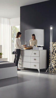 Schlofzëmmer Set Kommode Spigel Luxus Komplett wäiss Sideboard 2 Stéck