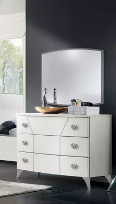 Schlofzëmmer Set Kommode Spigel Luxus Komplett wäiss Sideboard 2 Stéck